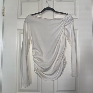 ZARA Ivory One Shoulder Long Sleeve with Rouched Detailing